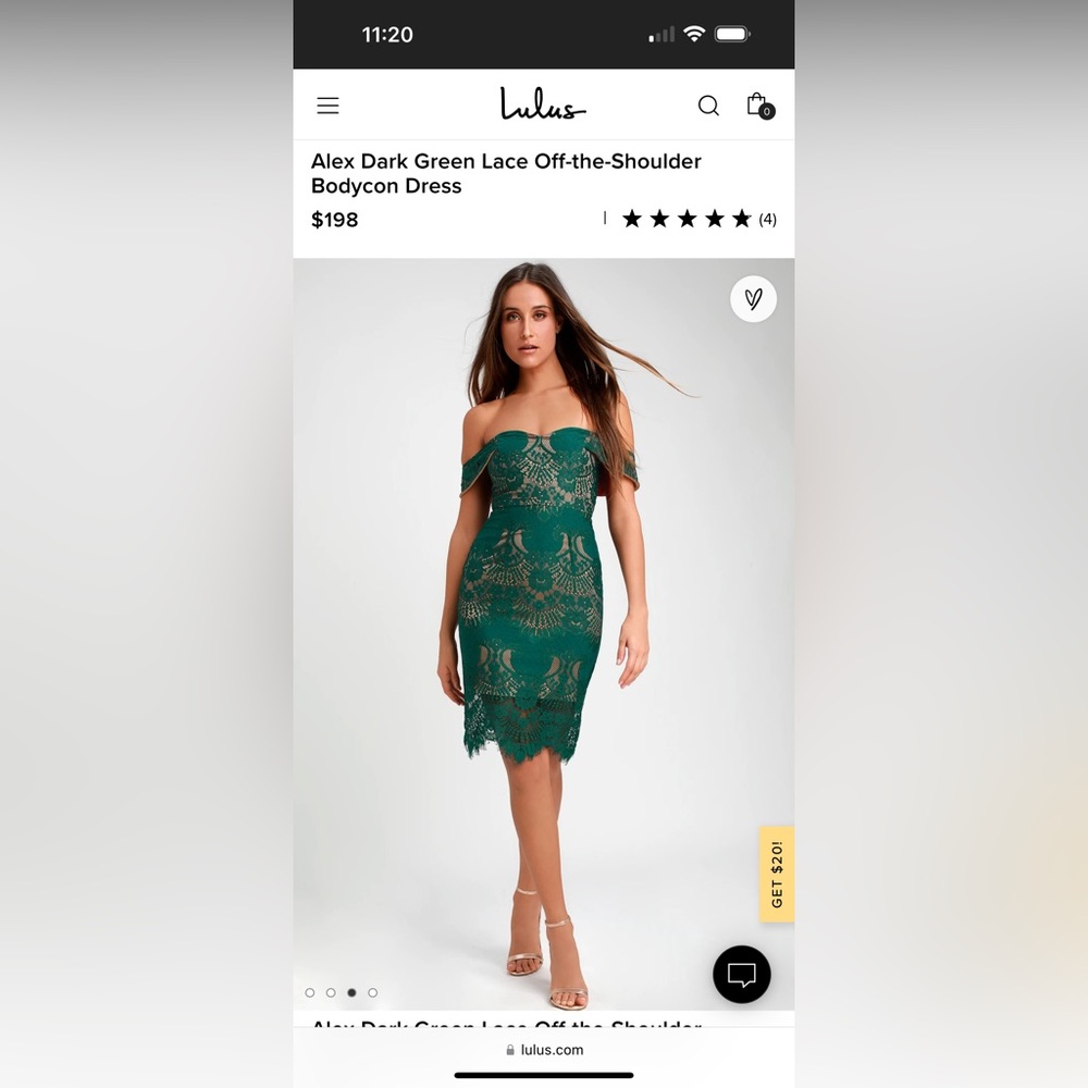 Alex Dark Green Lace Off-the-Shoulder Bodycon Dress